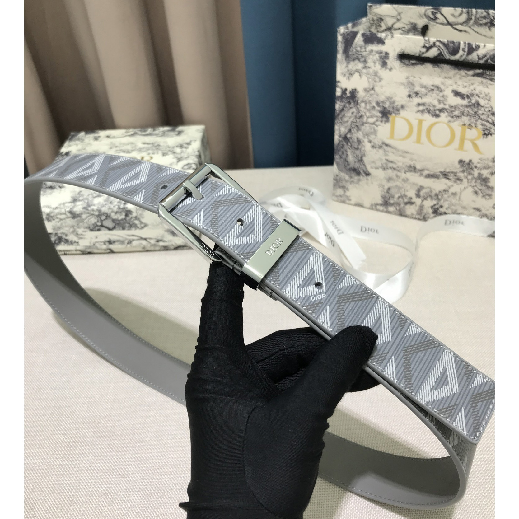 Dior CD Diamond Print  35mm Belt  - PerfectKickZ