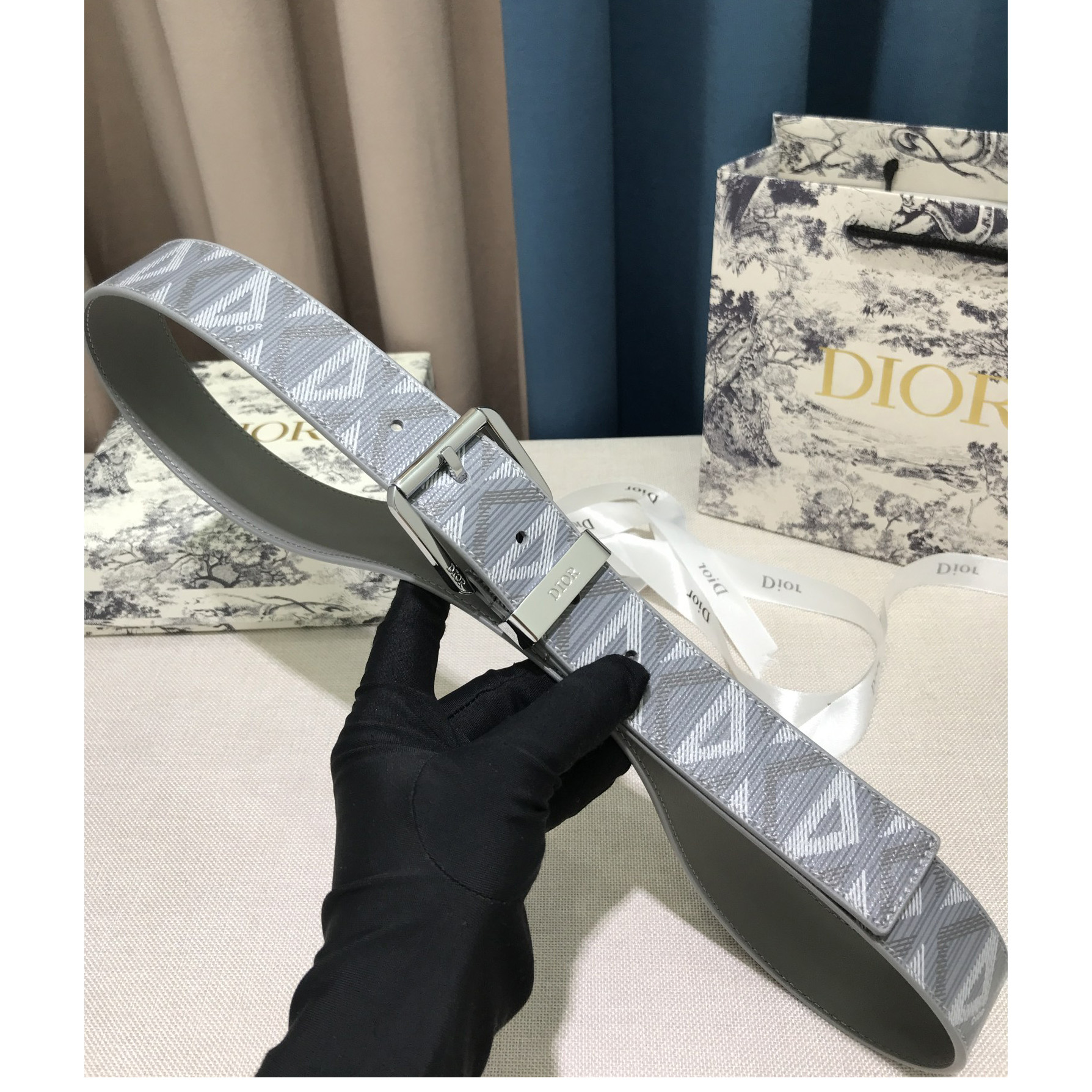 Dior CD Diamond Print  35mm Belt  - PerfectKickZ