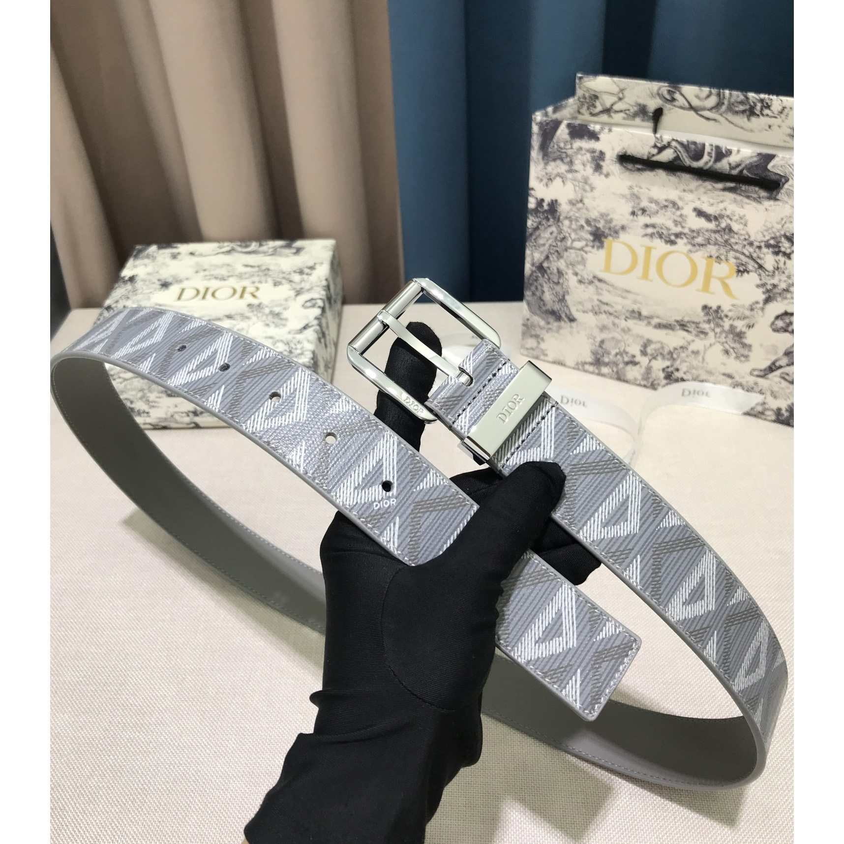 Dior CD Diamond Print  35mm Belt  - PerfectKickZ
