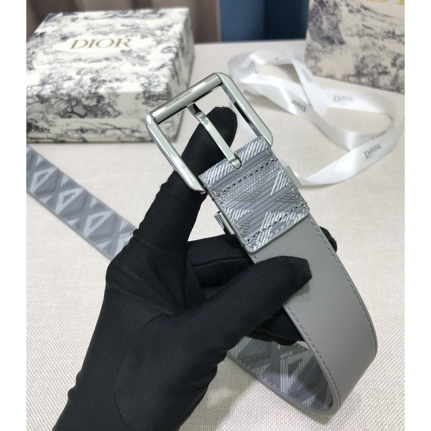 Dior CD Diamond Print  35mm Belt  - PerfectKickZ
