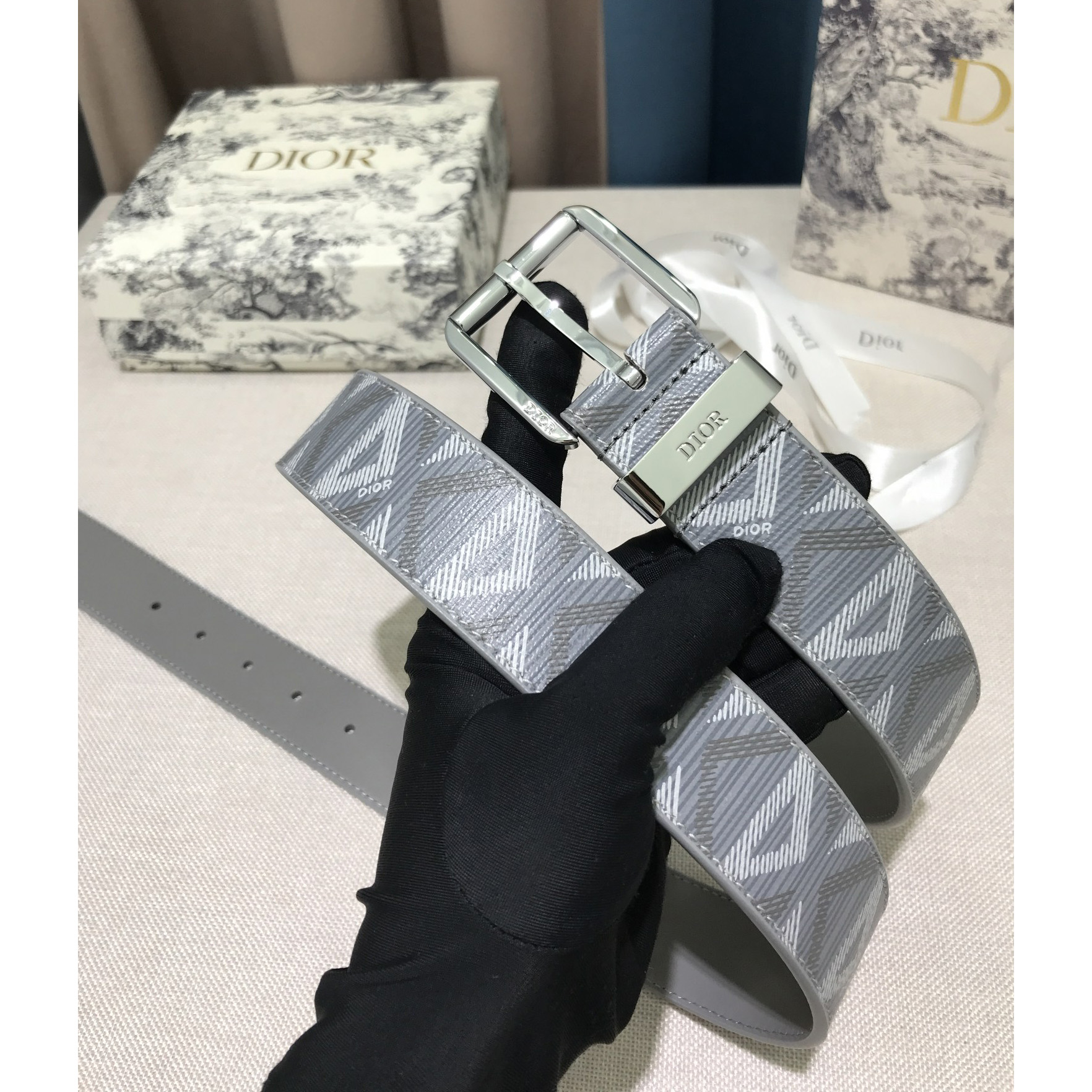 Dior CD Diamond Print  35mm Belt  - PerfectKickZ