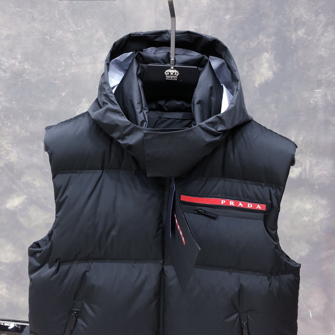 Prada Prada Logo Vest Jacket In Black - PerfectKickZ