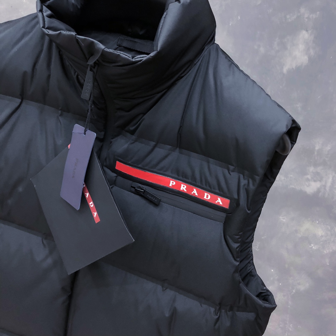 Prada Prada Logo Vest Jacket In Black - PerfectKickZ