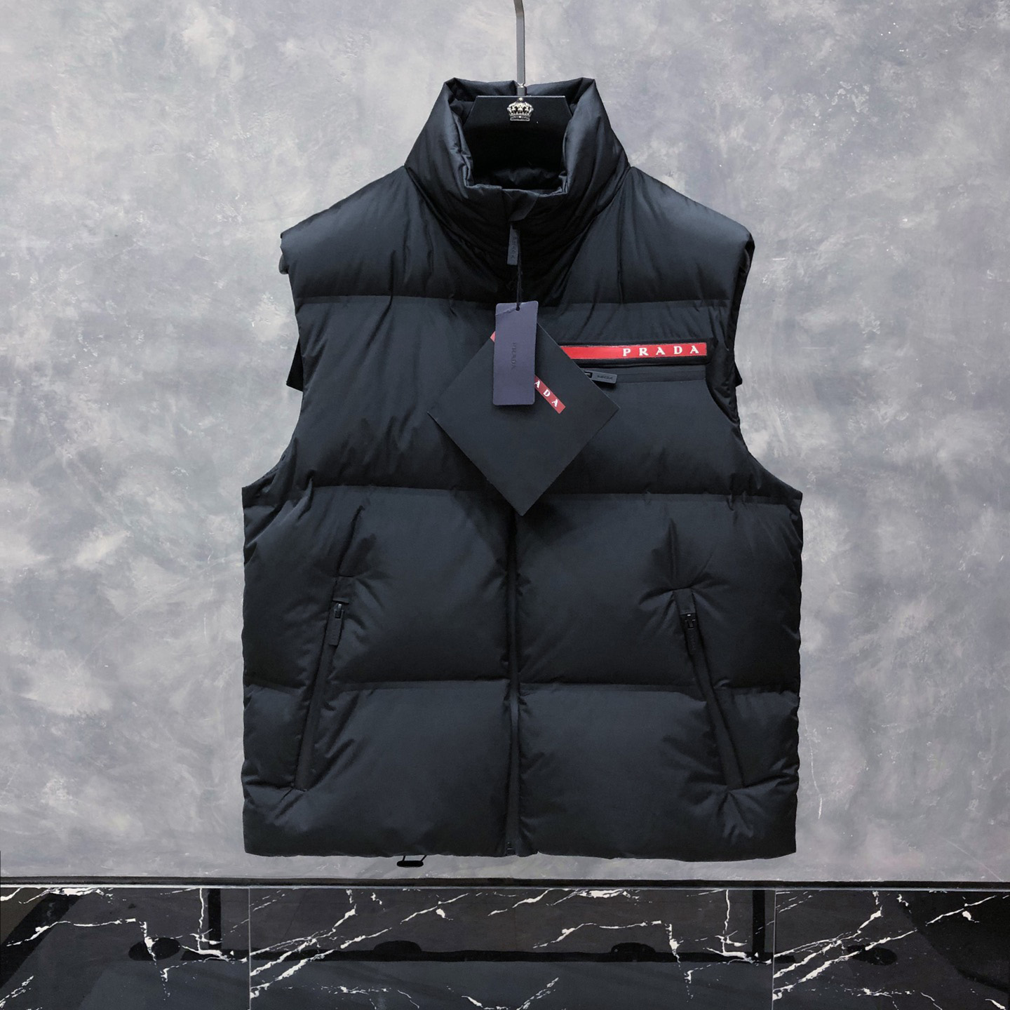 Prada Prada Logo Vest Jacket In Black - PerfectKickZ