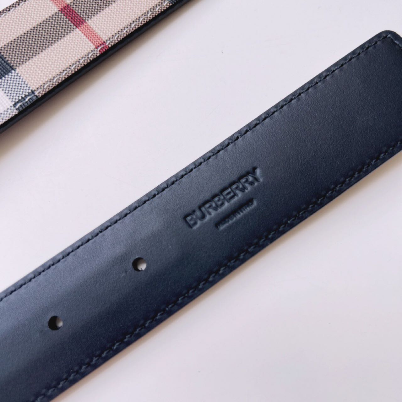 Burberry TB Monogram Vintage Check Belt - PerfectKickZ