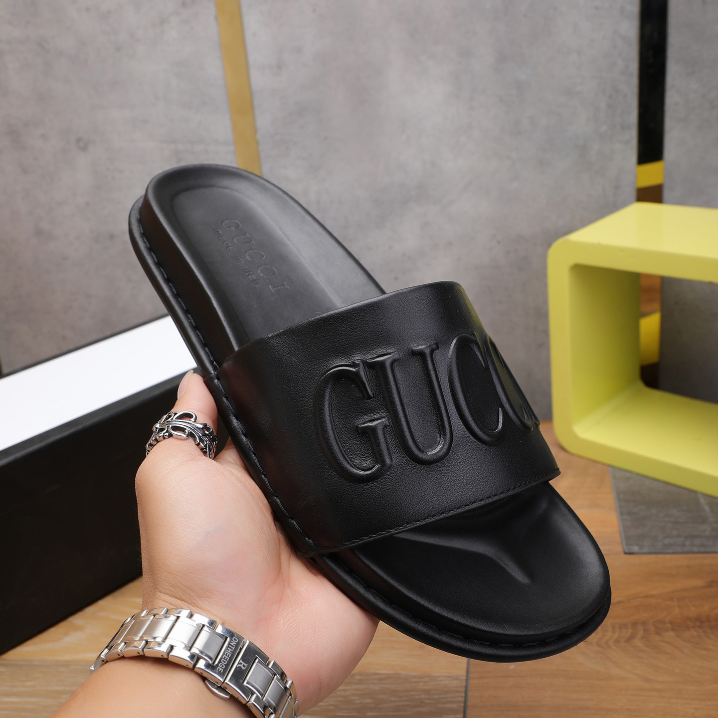 Gucci Logo Rubber Slide Sandal - PerfectKickZ