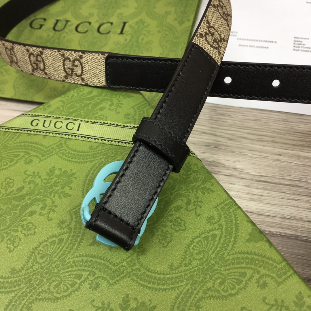 Gucci  Leather Belt With Double G Buckle  (2cm) - PerfectKickZ