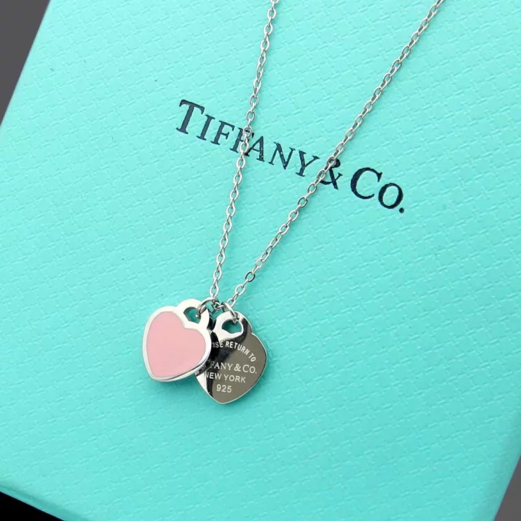 Tiffany&CO Double Heart Tag Pendant  Necklace - PerfectKickZ