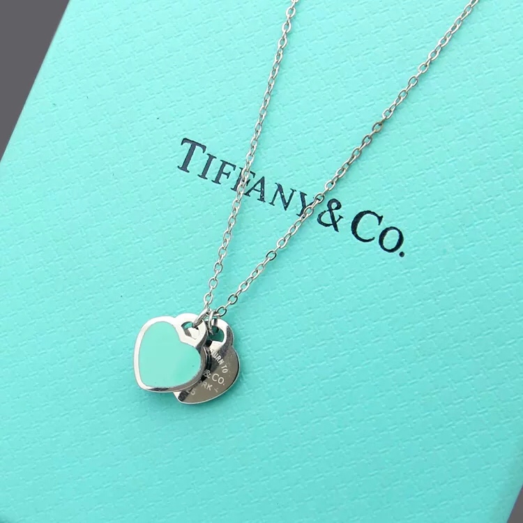 Tiffany&CO Double Heart Tag Pendant  Necklace - PerfectKickZ