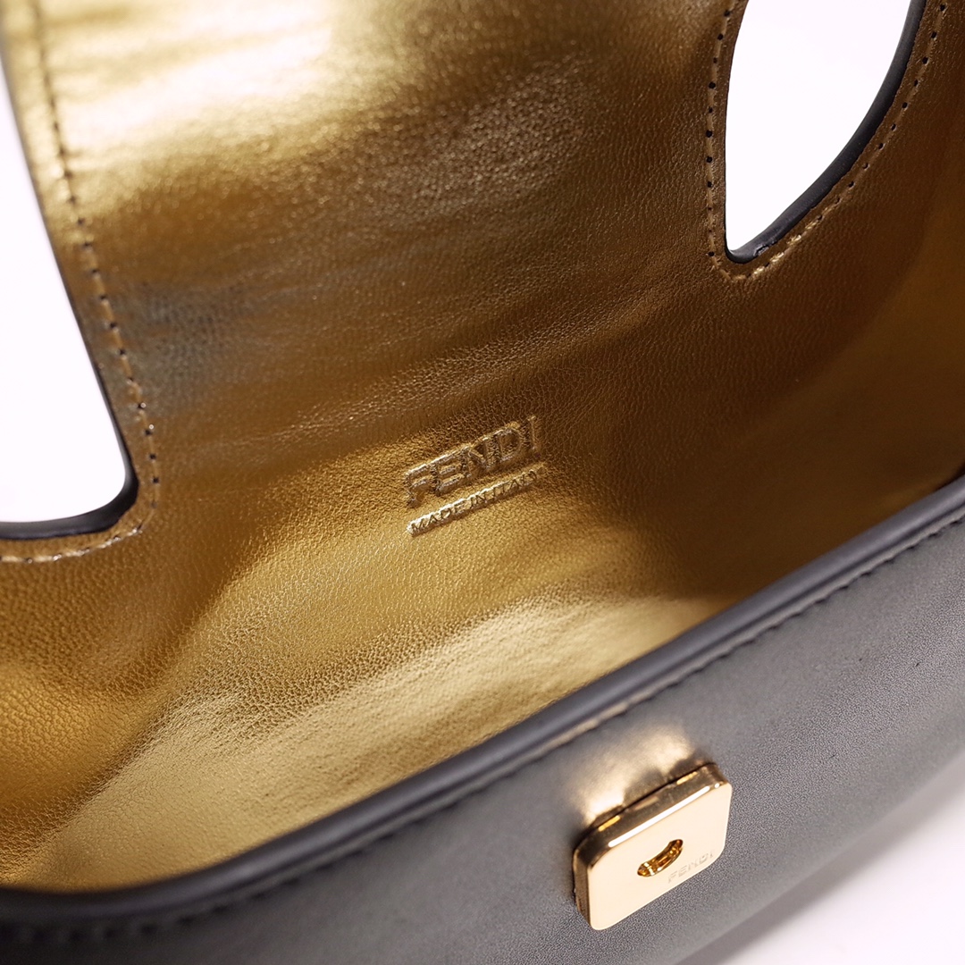 Fendi Cookie Black Leather Mini Handbag（22-17.5-4.5cm） - 
