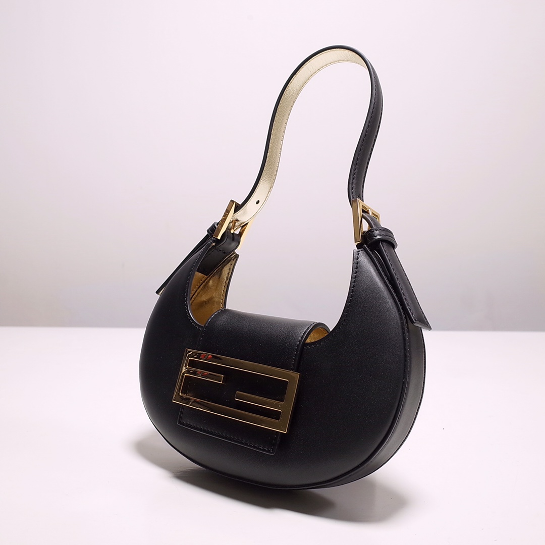Fendi Cookie Black Leather Mini Handbag（22-17.5-4.5cm） - 