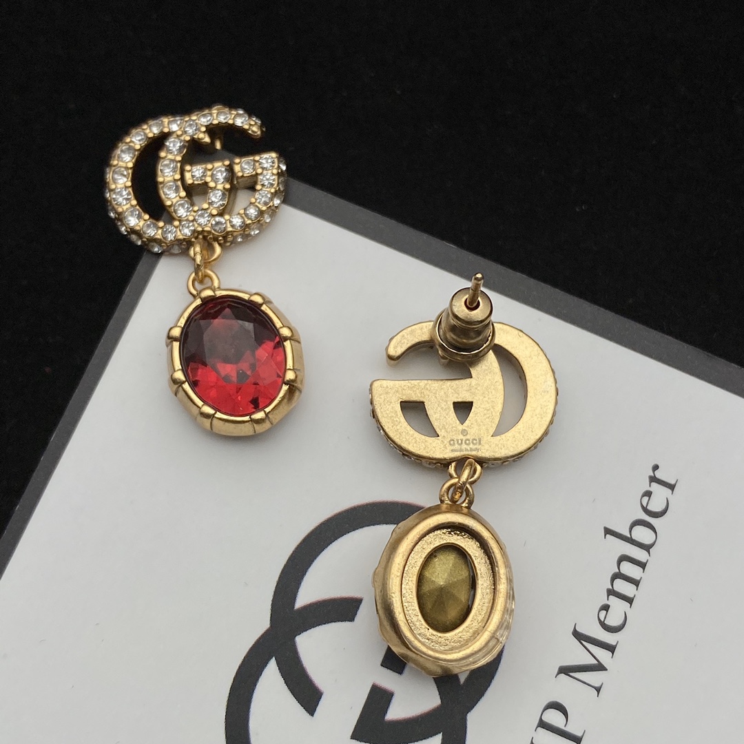 Gucci  Double G Earrings With Crystals - PerfectKickZ