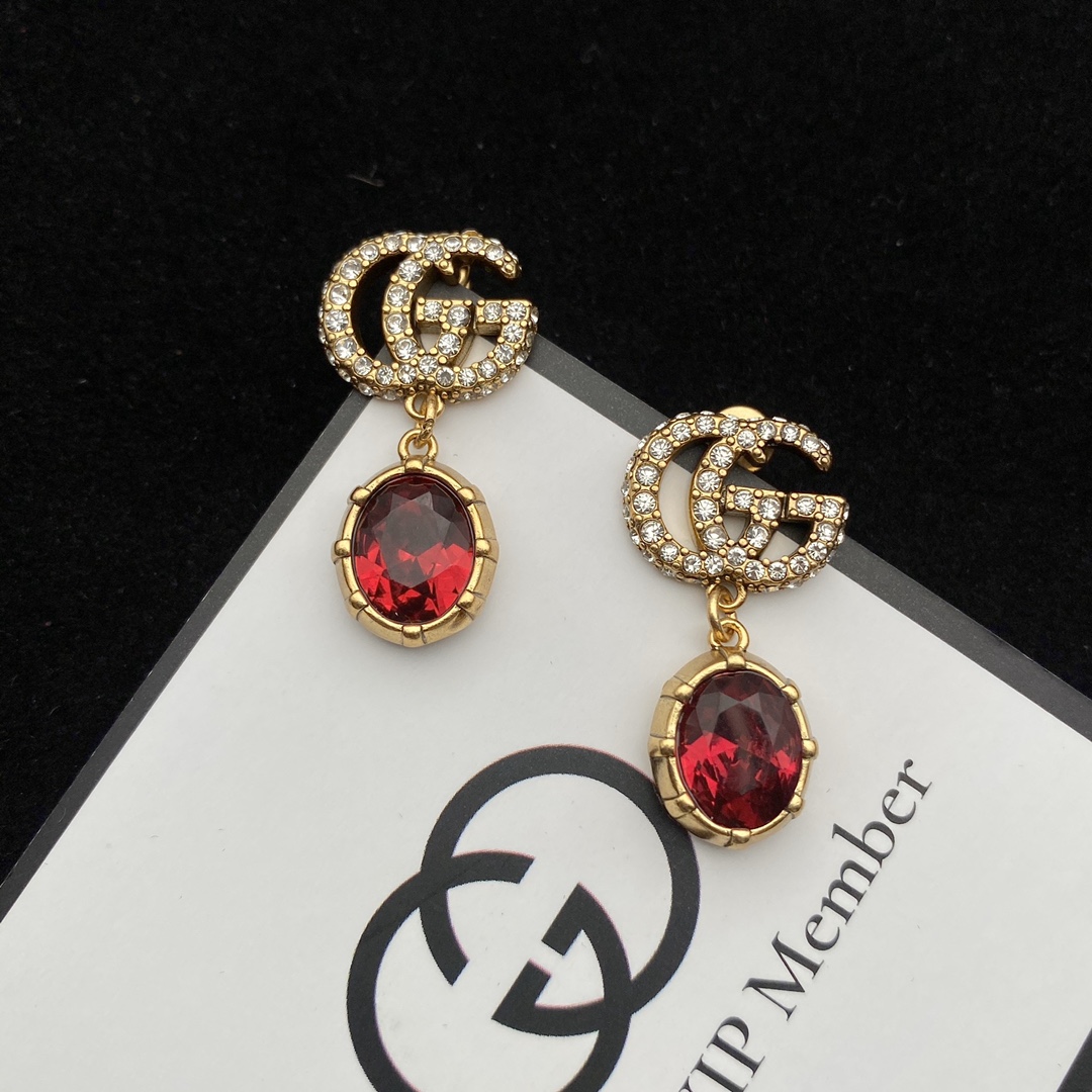 Gucci  Double G Earrings With Crystals - PerfectKickZ