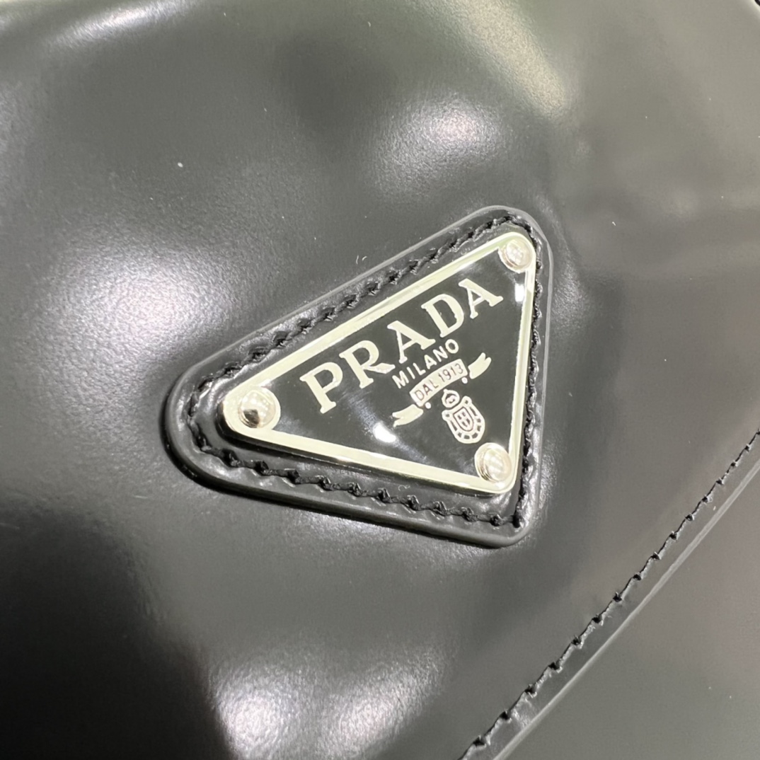 Prada Cleo Brushed Leather Shoulder Bag In Black(24-19-6cm)   1BD303 - PerfectKickZ