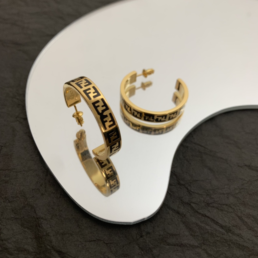 Fendi Forever Fendi Gold-Coloured Earrings - PerfectKickZ