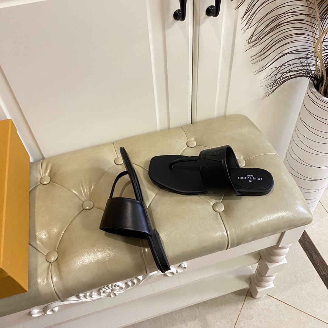 Louis Vuitton Drapy Flat Thong In Black     1AAB4E - PerfectKickZ