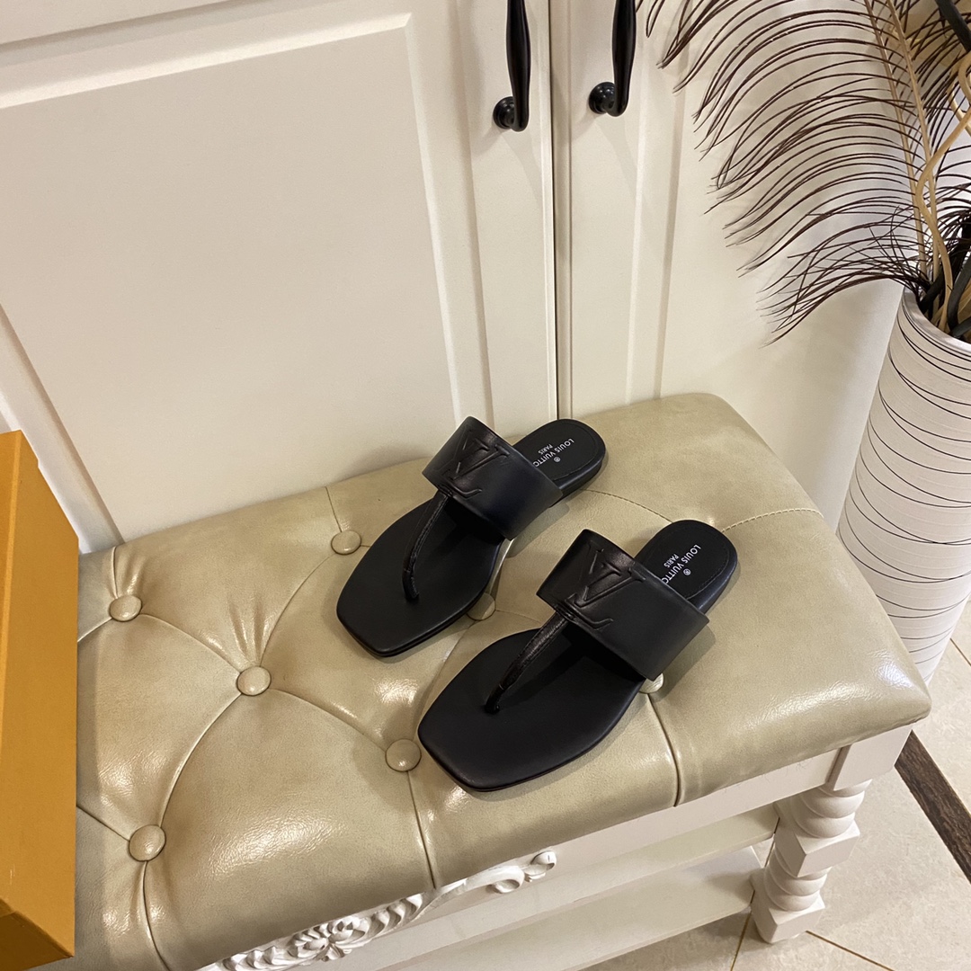 Louis Vuitton Drapy Flat Thong In Black     1AAB4E - PerfectKickZ