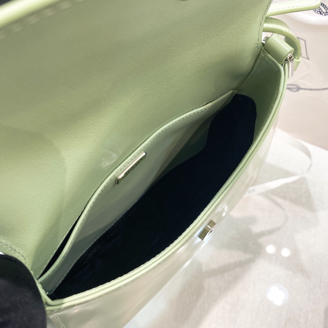 Prada Cleo Brushed Leather Shoulder Bag In Green(24-19-6cm)   1BD303 - PerfectKickZ