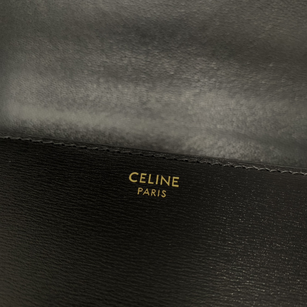 Celine Teen Bag Cuir Triomphe In Shiny Calfskin Black(18.5-14-8cm) - PerfectKickZ
