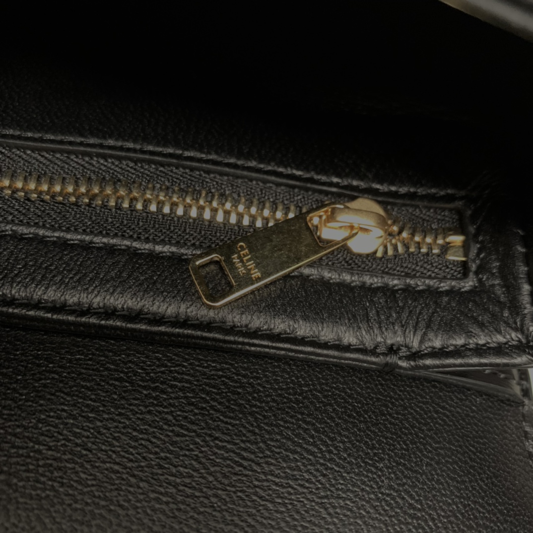 Celine Teen Bag Cuir Triomphe In Shiny Calfskin Black(18.5-14-8cm) - PerfectKickZ