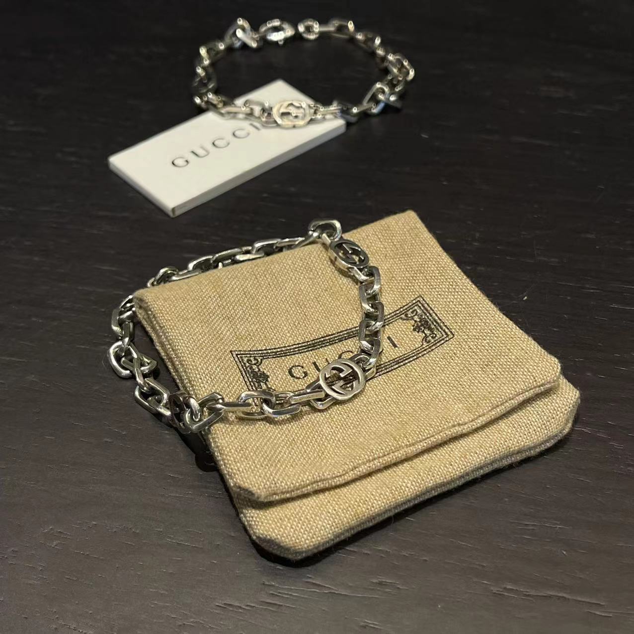 Gucci Silver Bracelet With Interlocking G - PerfectKickZ