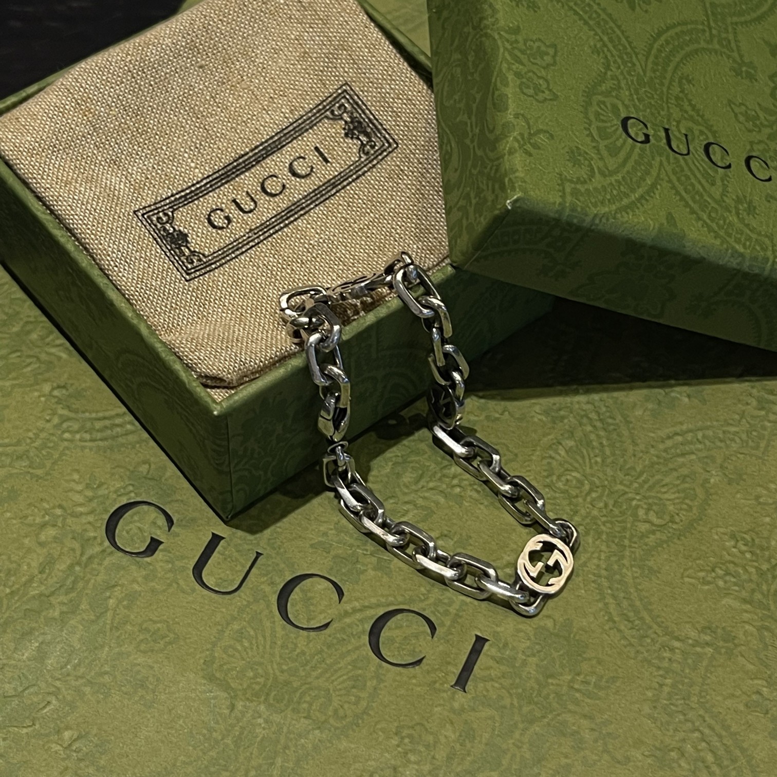 Gucci Silver Bracelet With Interlocking G - PerfectKickZ