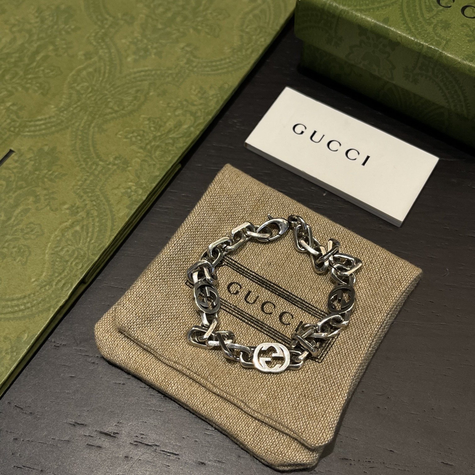 Gucci Silver Bracelet With Interlocking G - PerfectKickZ