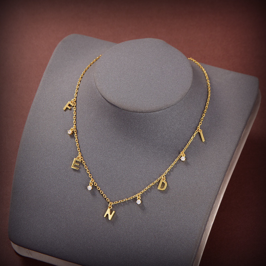 Fendi Signature Gold-Coloured Necklace - PerfectKickZ