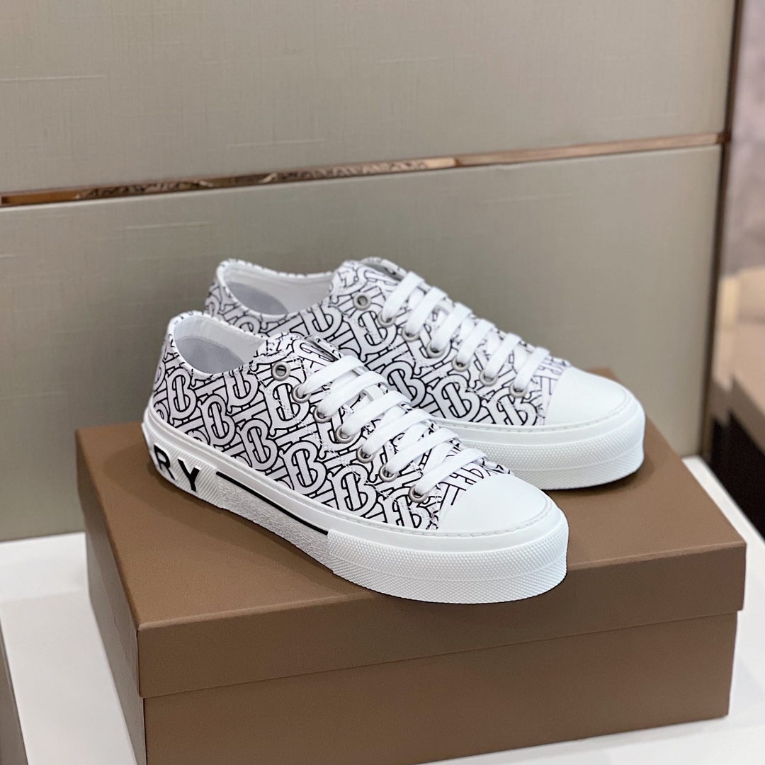 Burberry Monogram Print Cotton Sneakers - PerfectKickZ