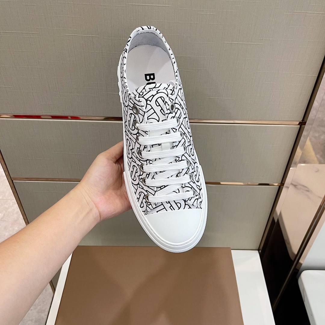 Burberry Monogram Print Cotton Sneakers - PerfectKickZ
