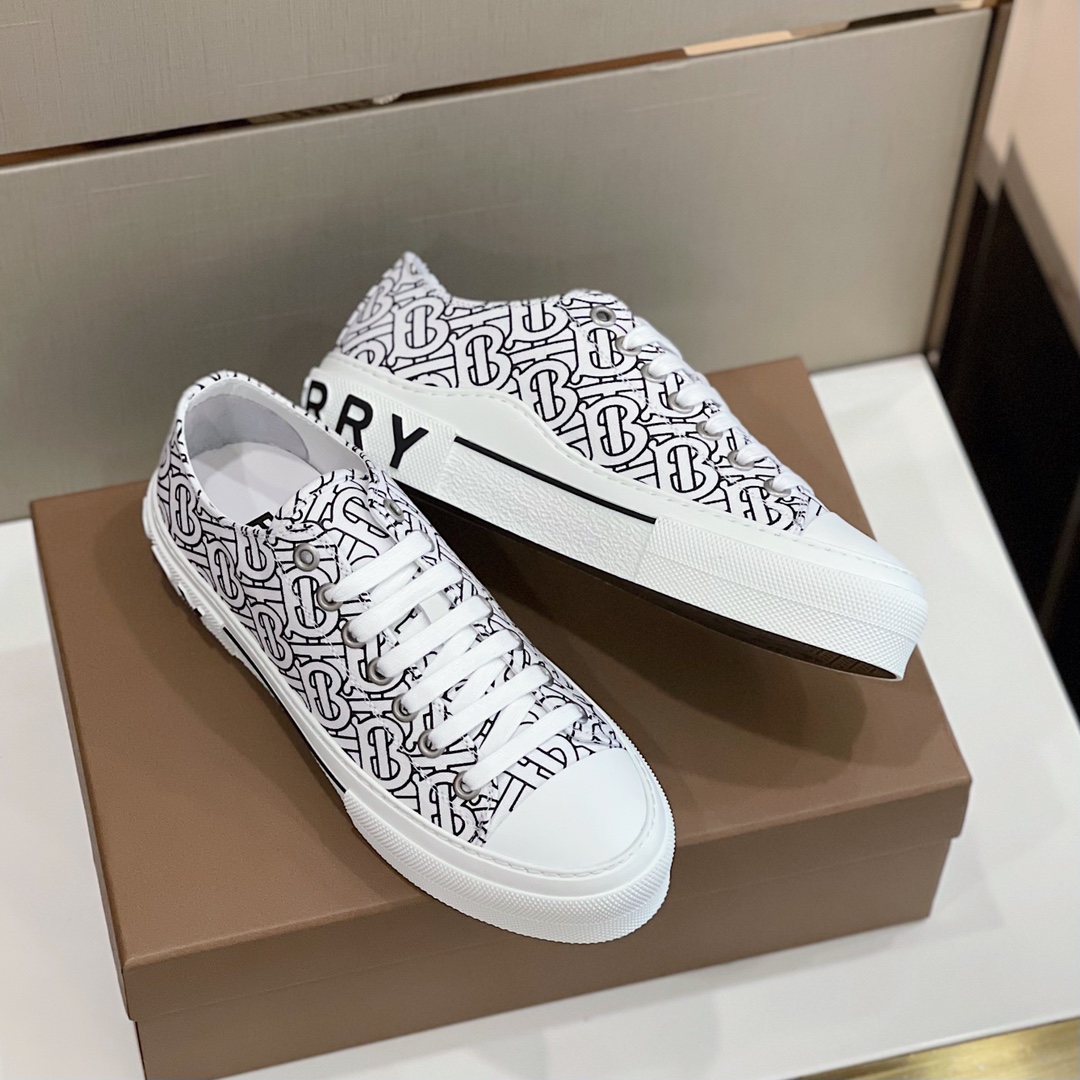 Burberry Monogram Print Cotton Sneakers - PerfectKickZ