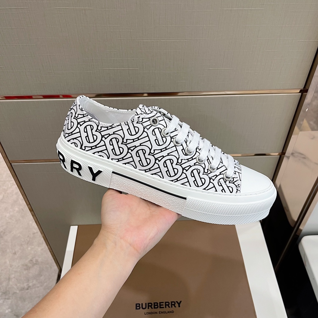 Burberry Monogram Print Cotton Sneakers - PerfectKickZ