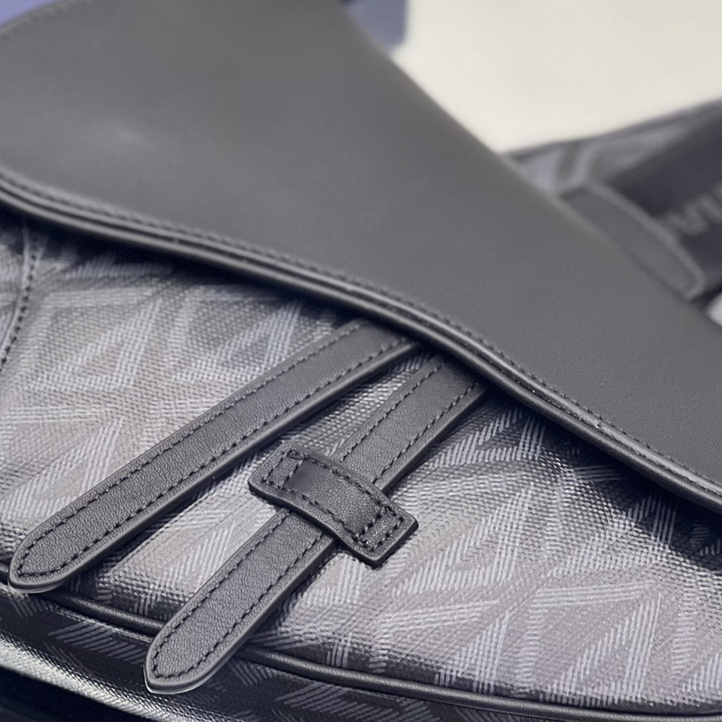 Dior Black CD Diamond Canvas And Smooth Calfskin Saddle Bag(26-19-4.5cm) 1ADPO093 - PerfectKickZ