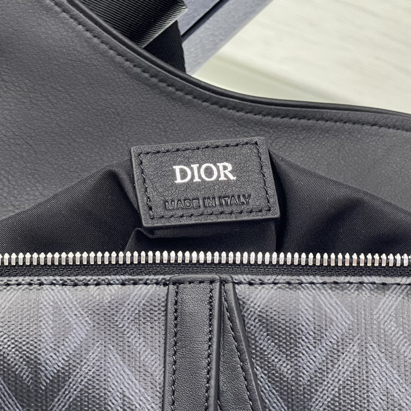 Dior Black CD Diamond Canvas And Smooth Calfskin Saddle Bag(26-19-4.5cm) 1ADPO093 - PerfectKickZ