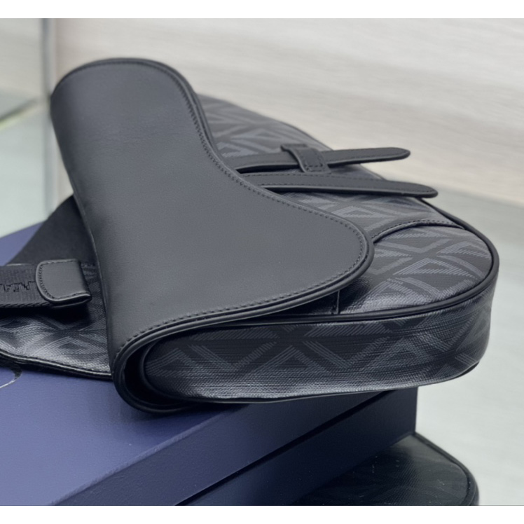 Dior Black CD Diamond Canvas And Smooth Calfskin Saddle Bag(26-19-4.5cm) 1ADPO093 - PerfectKickZ