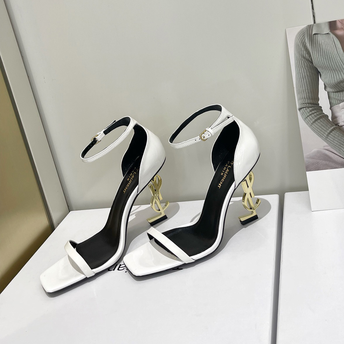 Saint Laurent Opyum Sandals In Patent Leather With Gold-Tone Heel— Heel Higth 90mm - PerfectKickZ