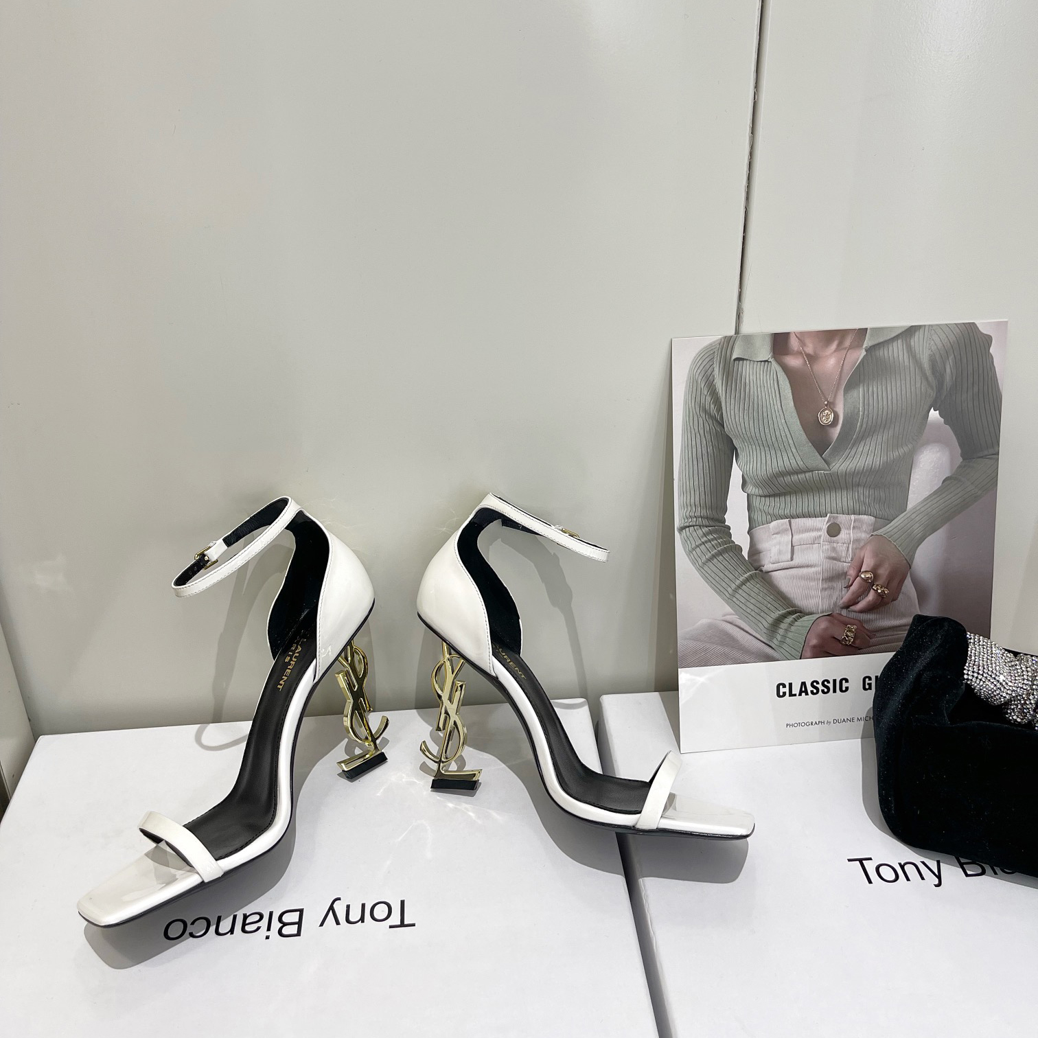 Saint Laurent Opyum Sandals In Patent Leather With Gold-Tone Heel— Heel Higth 90mm - PerfectKickZ