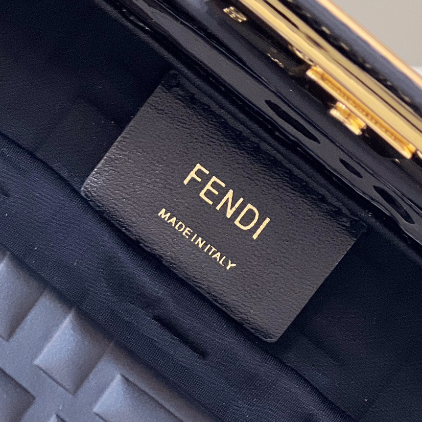 Fendi Baguette Trunk Mini Black Leather Bag(18.5-11.5-5cm) - 