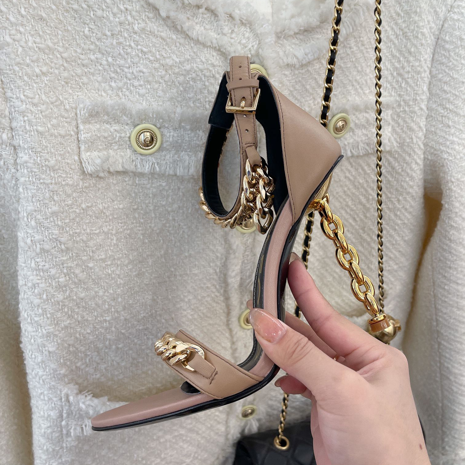 Tom Ford Chain-Trimmed Leather Sandals With Heel Height Of 10.5cm - PerfectKickZ