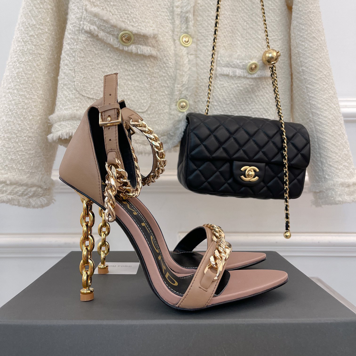 Tom Ford Chain-Trimmed Leather Sandals With Heel Height Of 10.5cm - PerfectKickZ