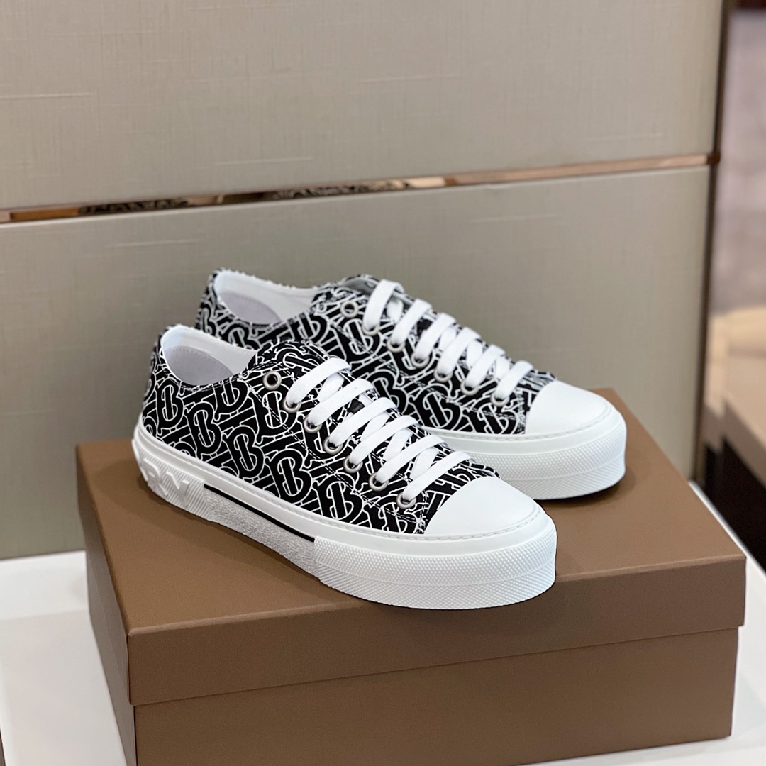 Burberry Monogram Print Cotton Sneakers - PerfectKickZ