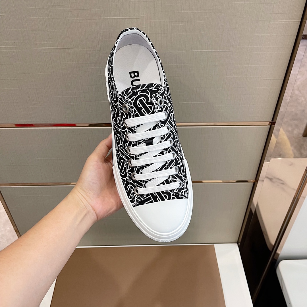Burberry Monogram Print Cotton Sneakers - PerfectKickZ