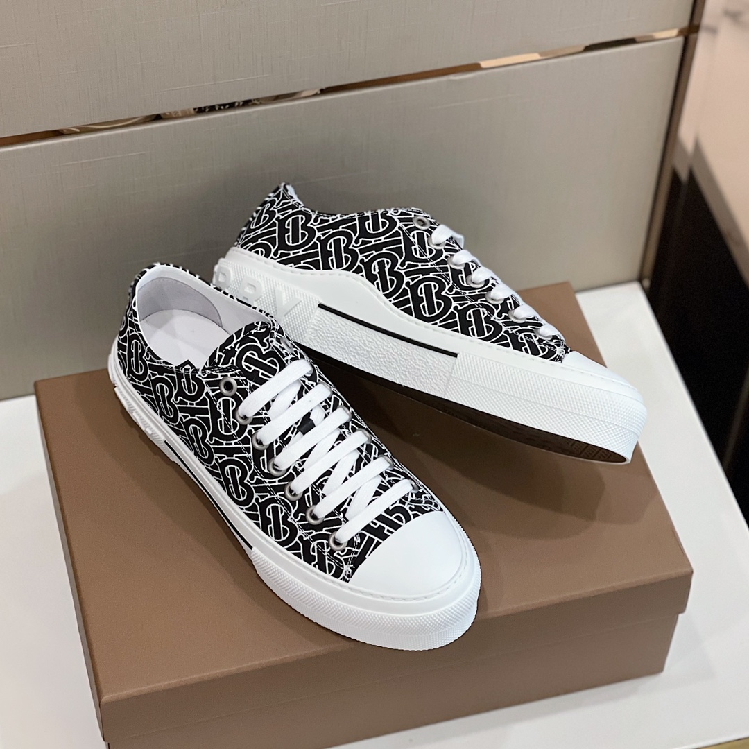 Burberry Monogram Print Cotton Sneakers - PerfectKickZ