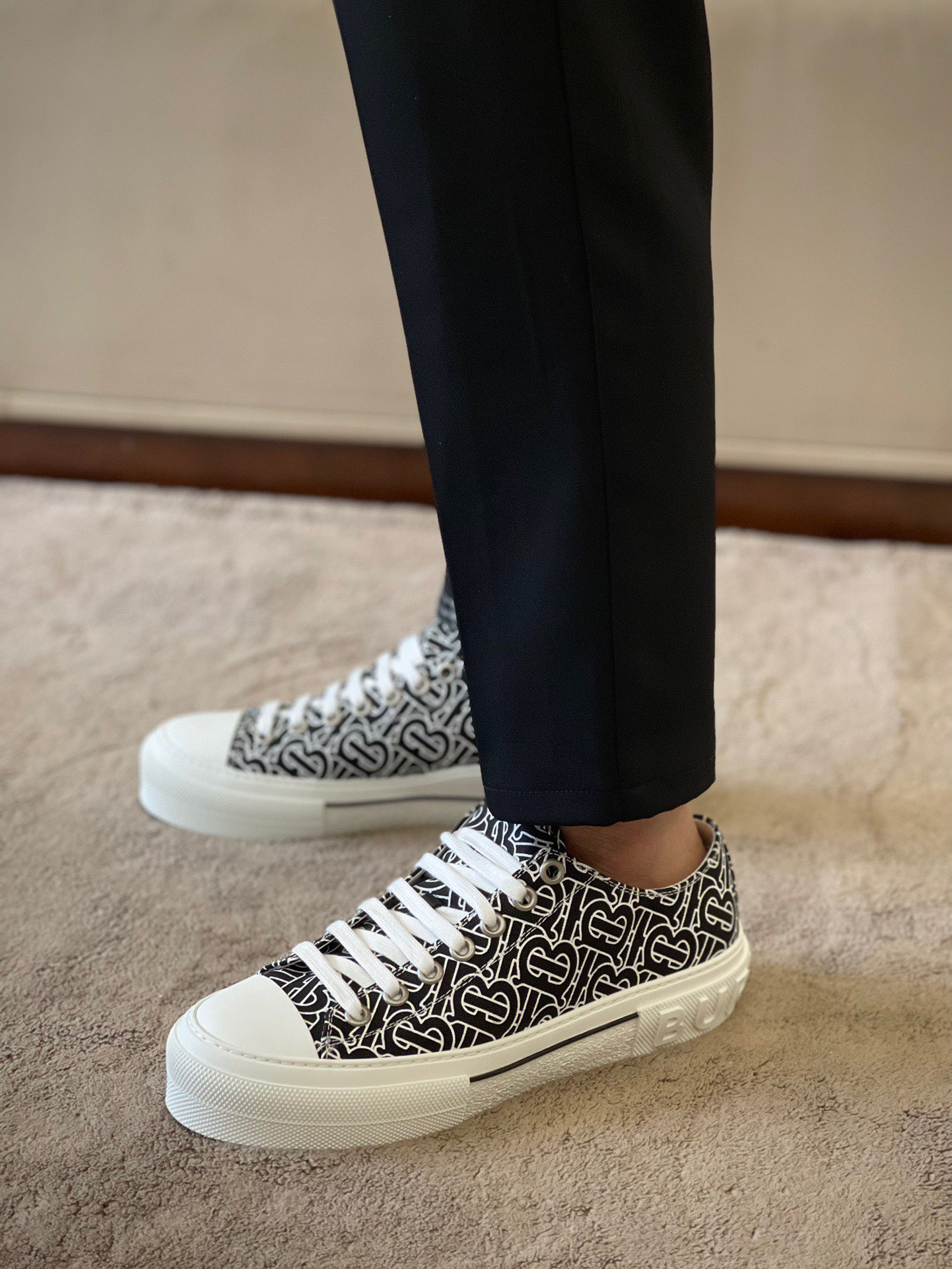 Burberry Monogram Print Cotton Sneakers - PerfectKickZ