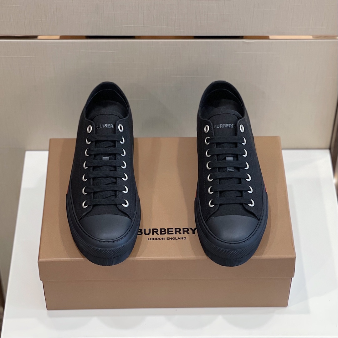 Burberry Logo Detail Cotton Sneakers - PerfectKickZ