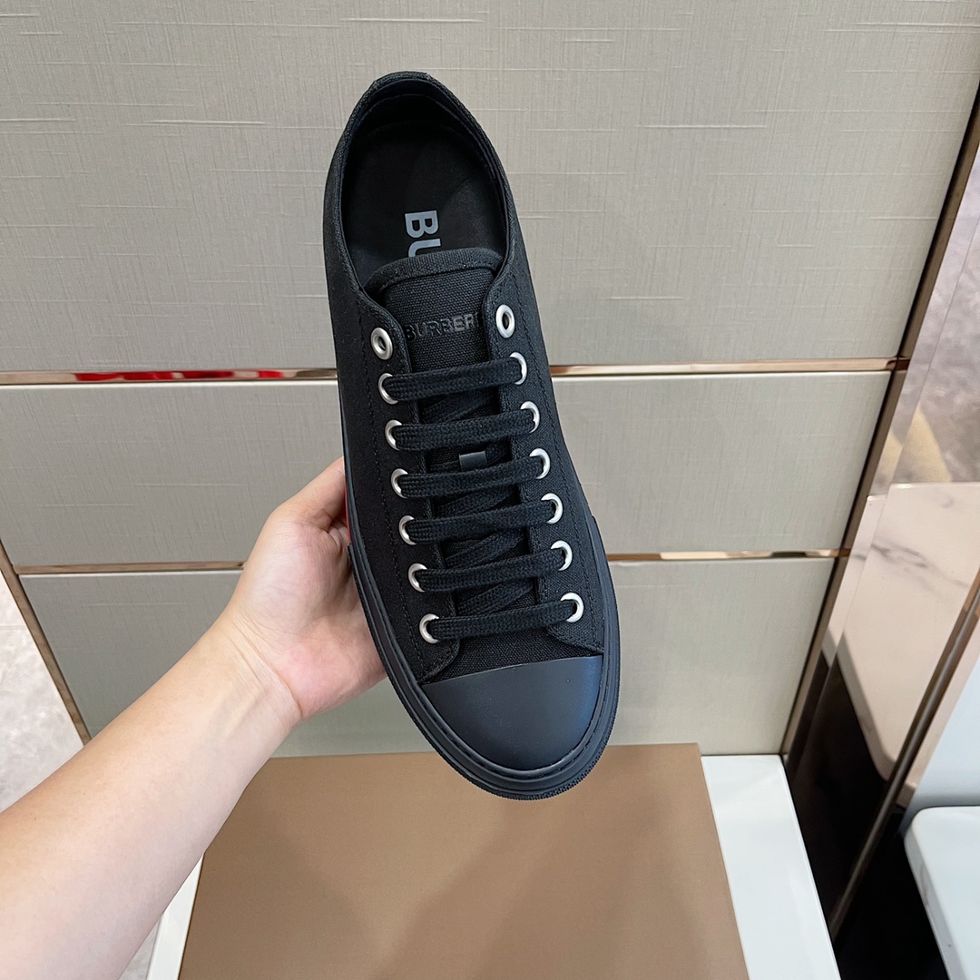 Burberry Logo Detail Cotton Sneakers - PerfectKickZ