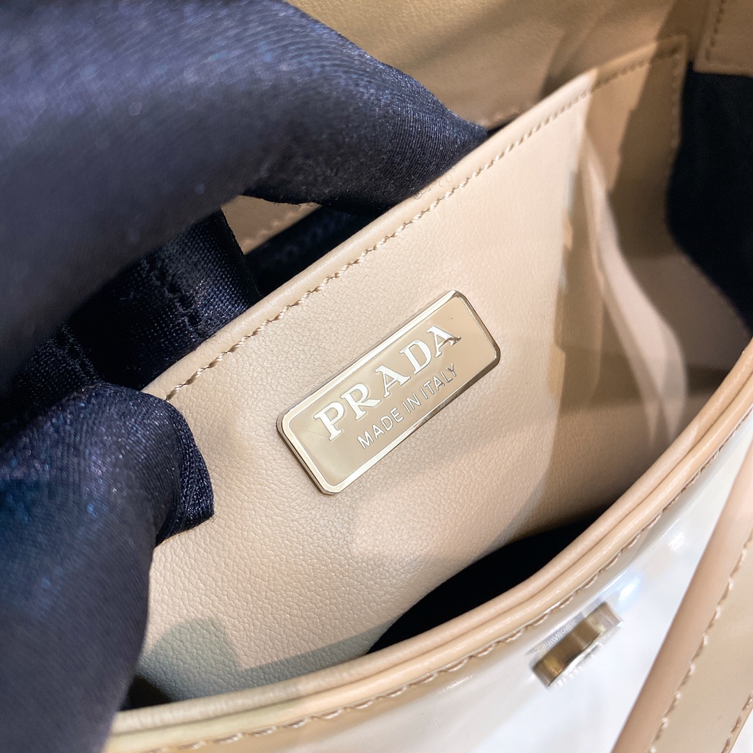 Prada Cleo Brushed Leather Shoulder Bag In Apricot(24-19-6cm)   1BD303 - PerfectKickZ
