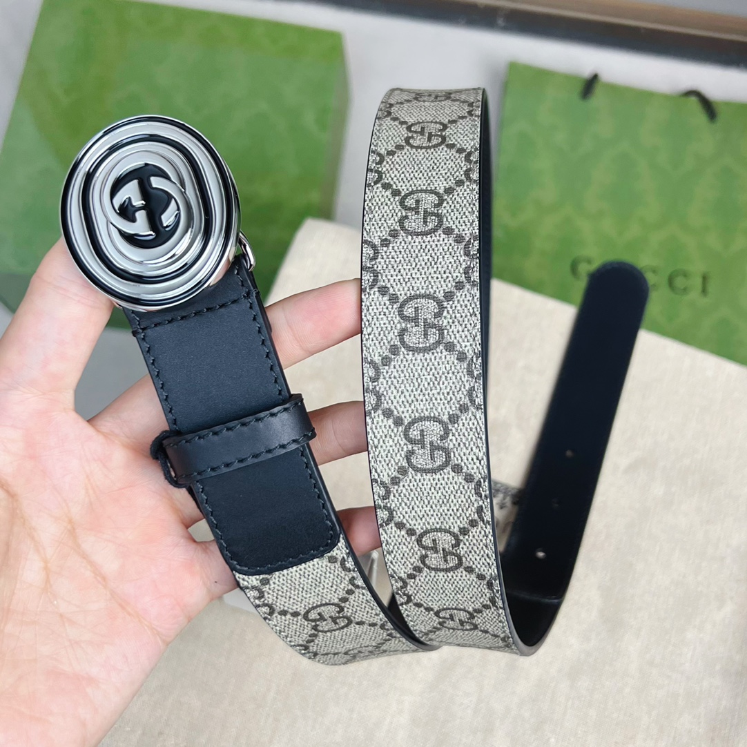 Gucci  Belt With Interlocking G Oval Buckle - PerfectKickZ