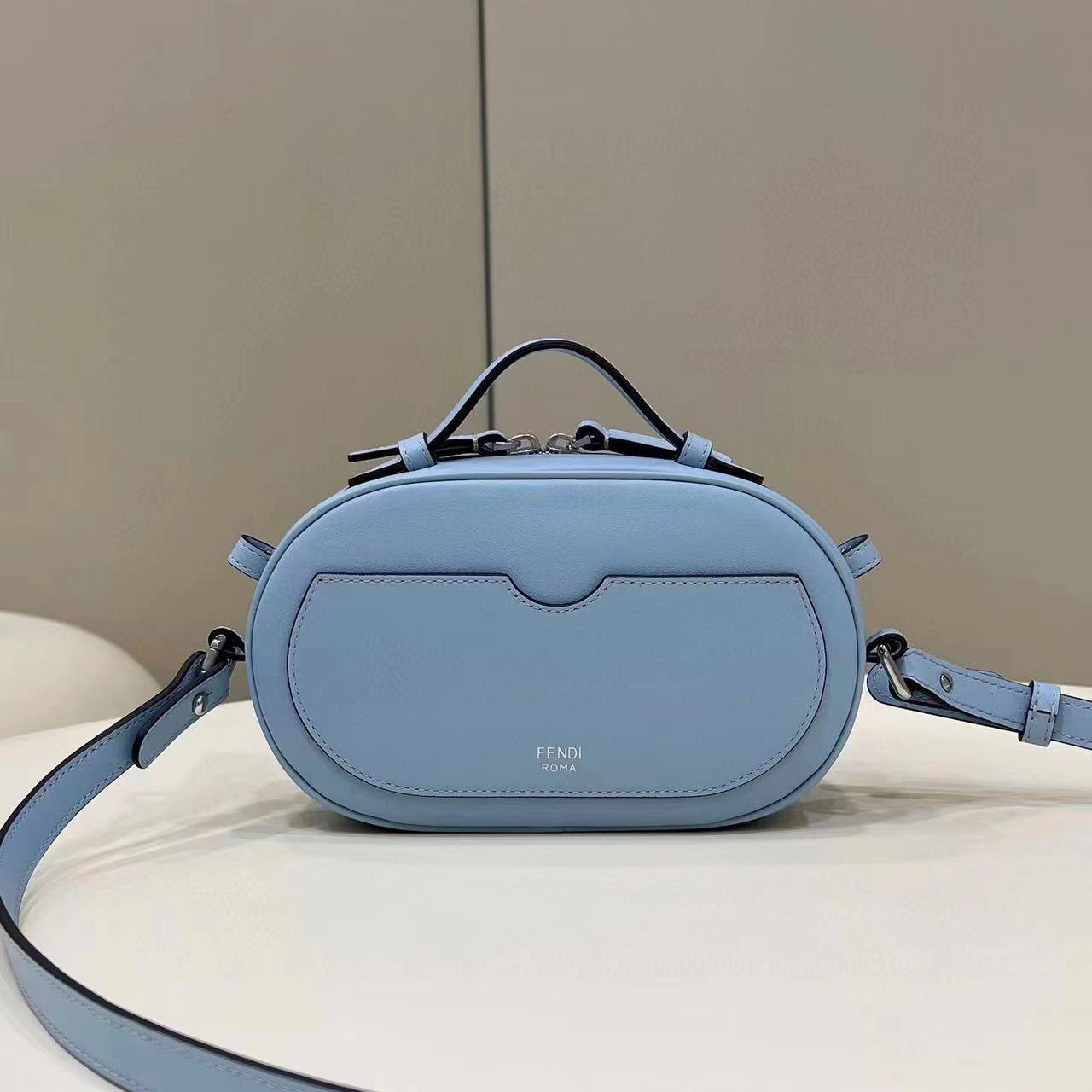 Fendi O’Lock Mini Camera Case Light Blue Leather Mini Bag(21-8-13CM) - PerfectKickZ
