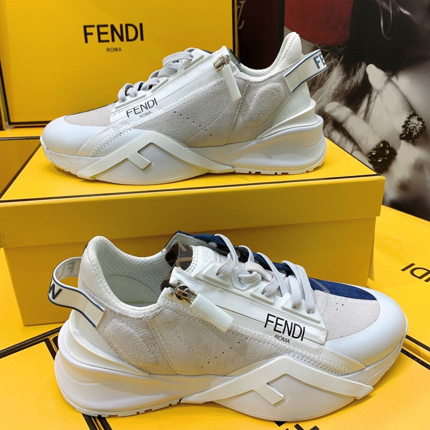 Fendi Flow Beige Suede Low-Tops Sneakers - 